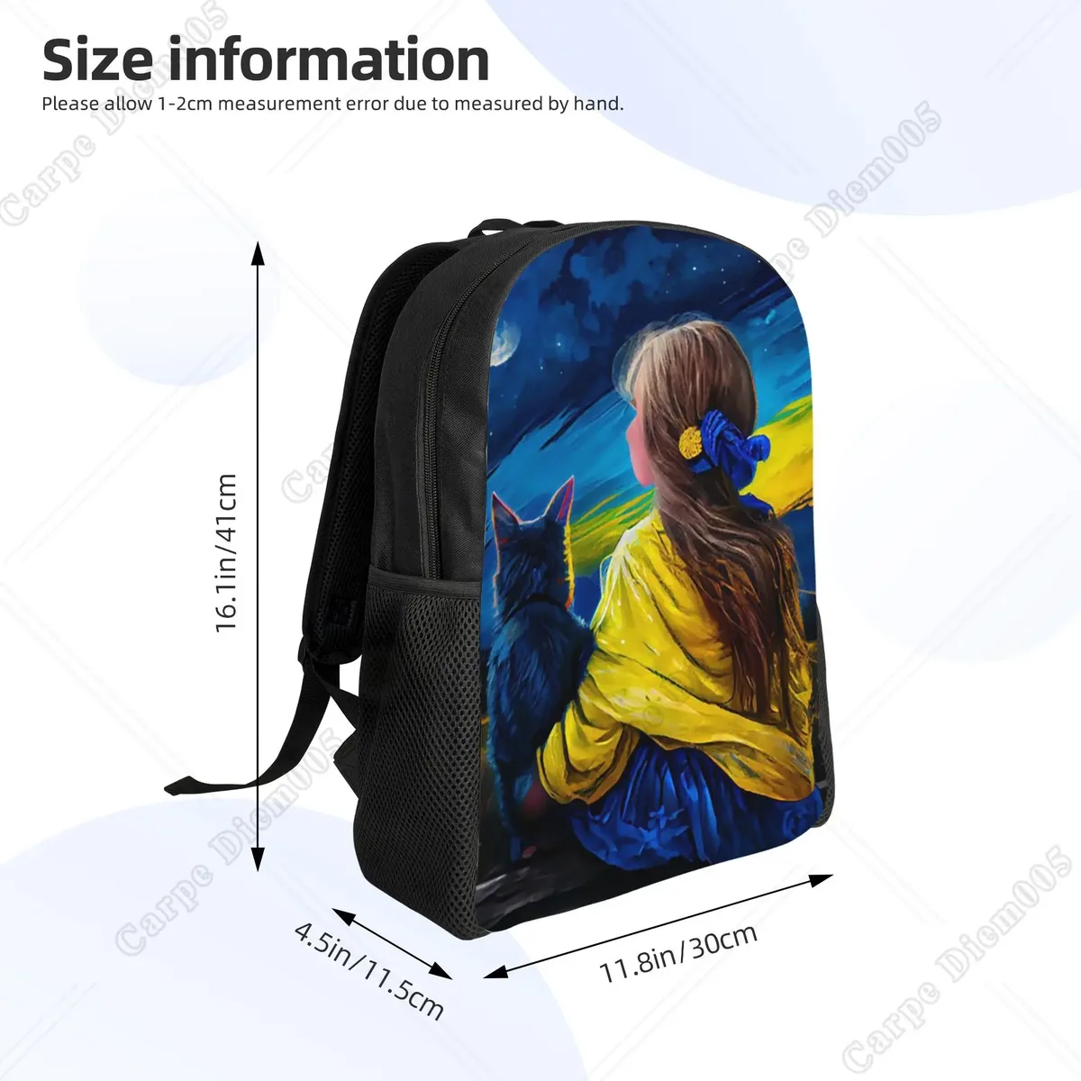 sac à dos de peinture d'interconnexion de sensation d'ukraine, sacs d'école, sacs de voyage d'université, convient pour ordinateur portable de 15 pouces, polyester unisexe avec fermeture à glissière