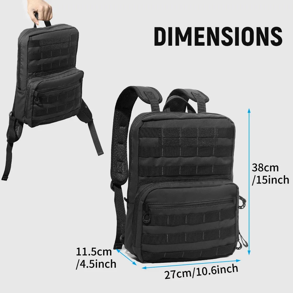 sac à dos tactique pour ordinateur portable de 14 pouces pour hommes, petit sac à dos compact edc avec système molle, nylon durable, noir et kaki