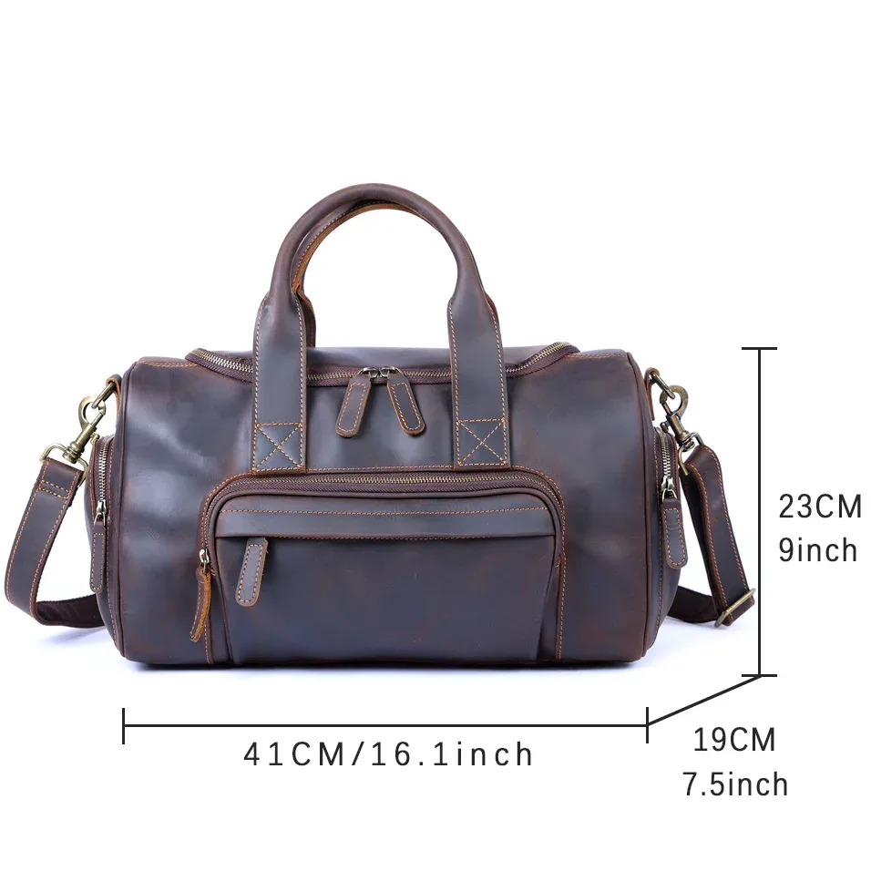 sac de voyage vintage en cuir véritable s.worker, sac de sport en cuir de vachette crazy horse, sac de week-end pour homme, sac de gym, bagage à main