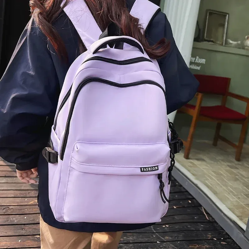 sac à dos d'étudiant de grande capacité, couleur unie, simple, noir, pour collégiens et lycéens, sac à dos de voyage
