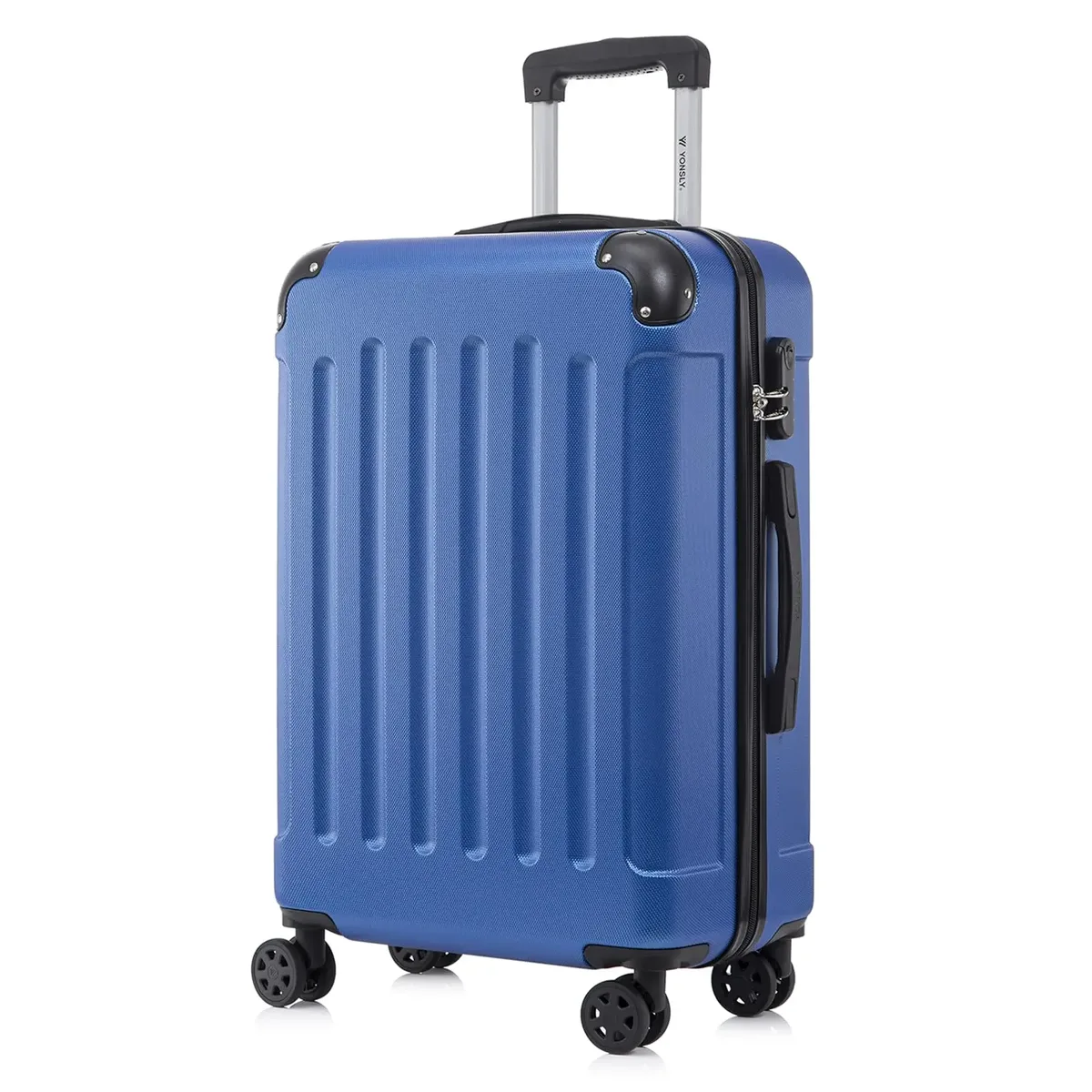 valise yonsly 16/20/24/28 pouces 4 roues 360° ° valise à roulettes robuste avec double fermeture éclair, serrure à combinaison, sac en filet, double fermeture éclair, poignée en caoutchouc souple, bagage à main