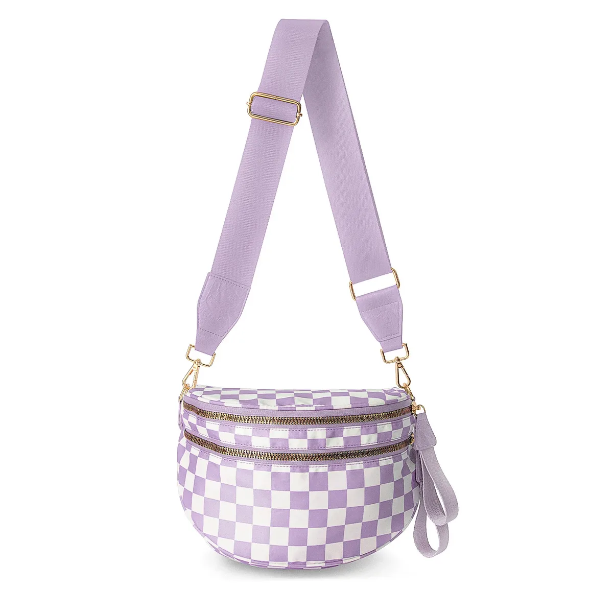 doyogi noir et blanc à carreaux spacieux bum sac sacs à bandoulière pour femmes en nylon essentiels de voyage sac de maman sac à couches pour maman