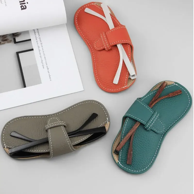 étui à lunettes en cuir véritable avec lettres personnalisées, sac à lunettes portable pour myopie, sac de rangement pour lunettes de soleil, housse de protection simple