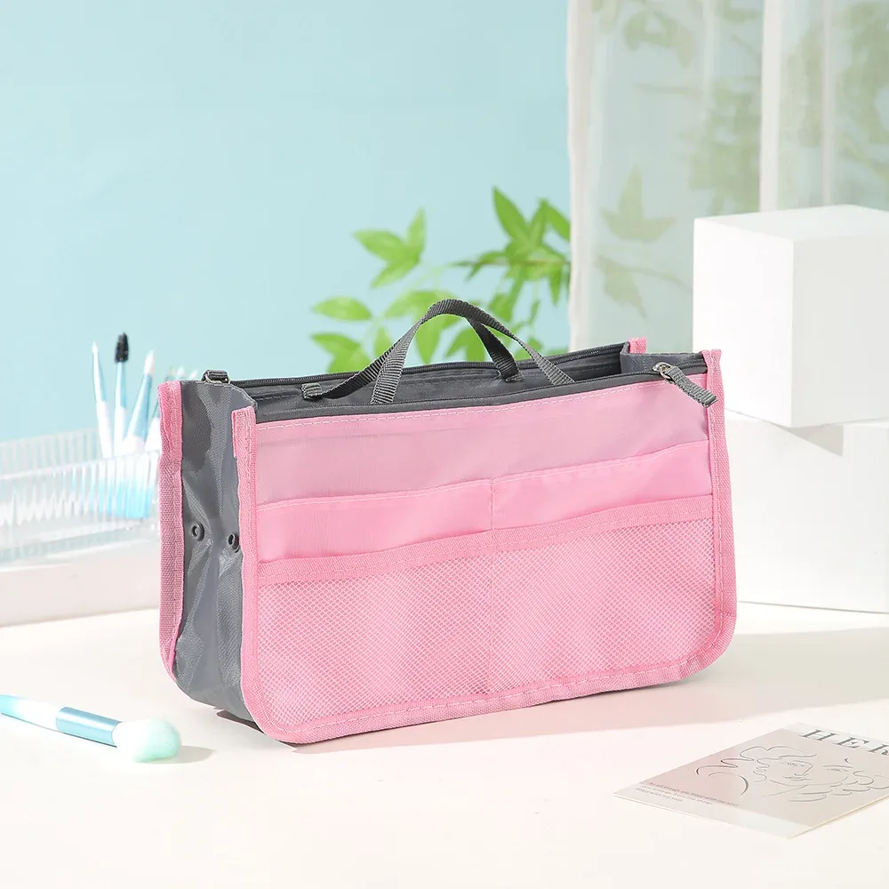 trousse de toilette de voyage multifonctionnelle à double fermeture éclair, grande capacité, organisateur de cosmétiques à plusieurs compartiments, pochette portable