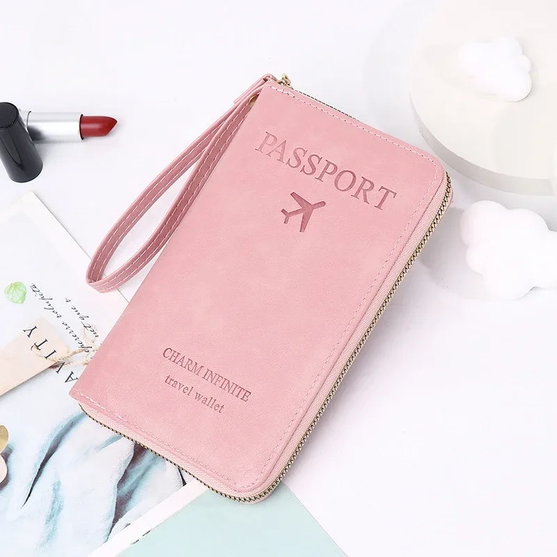 porte-passeport multifonction unisexe pour hommes et femmes, fermeture éclair, étui portefeuille en cuir pu, protection pour billets, accessoires de voyage