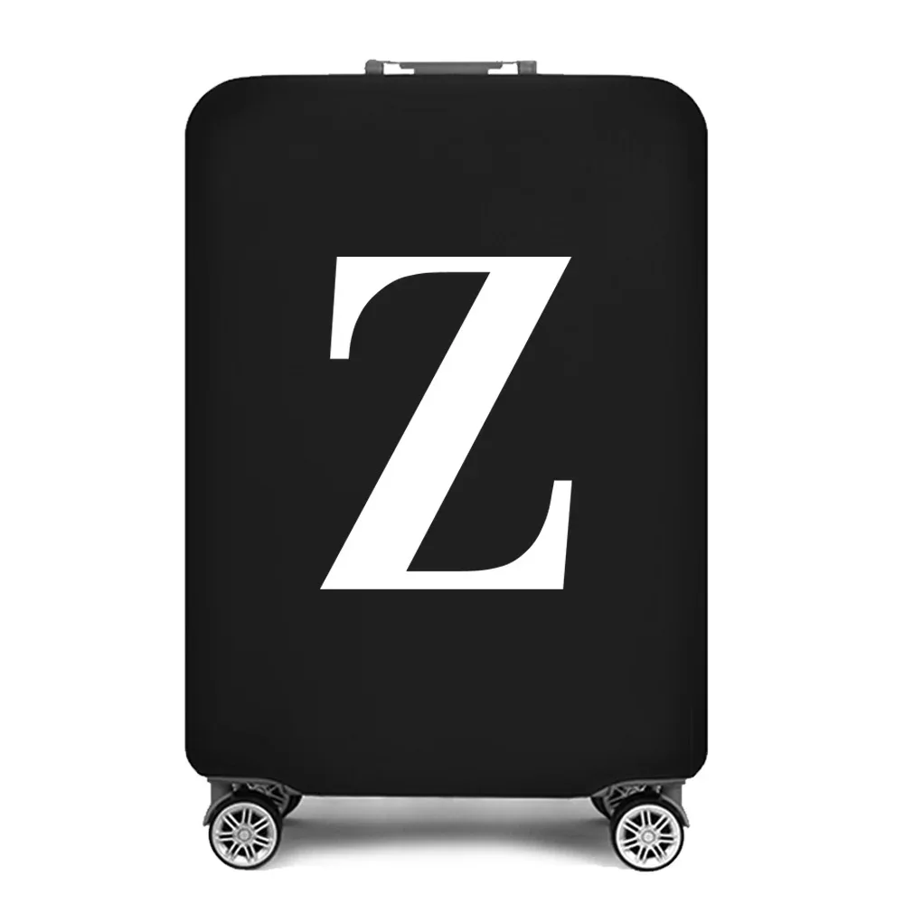 housse de protection pour bagages, housse de protection pour valise de 18 à 28 pouces, accessoires de voyage, 26 lettres blanches imprimées, housse anti-poussière élastique