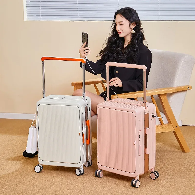 sushimu-grande valise à roulettes, cadre en aluminium, ouverture avant personnalisée, nouvelle collection
