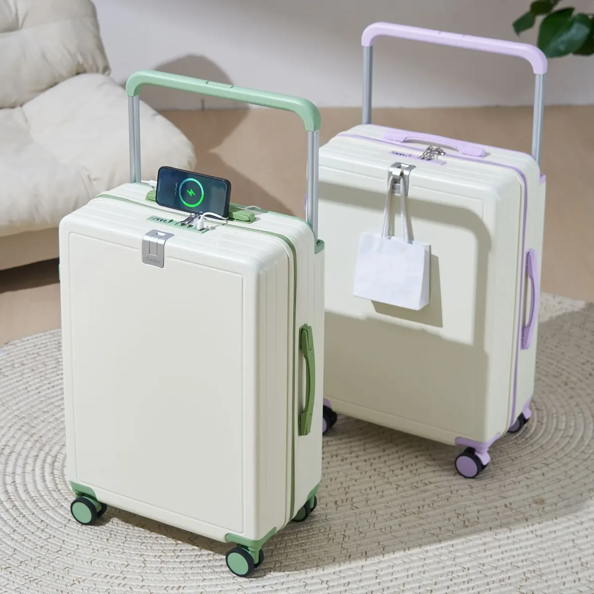 valise à roulettes large 20 pouces légère pour bagage cabine, valise de voyage multifonctionnelle 24/26 pouces grande capacité