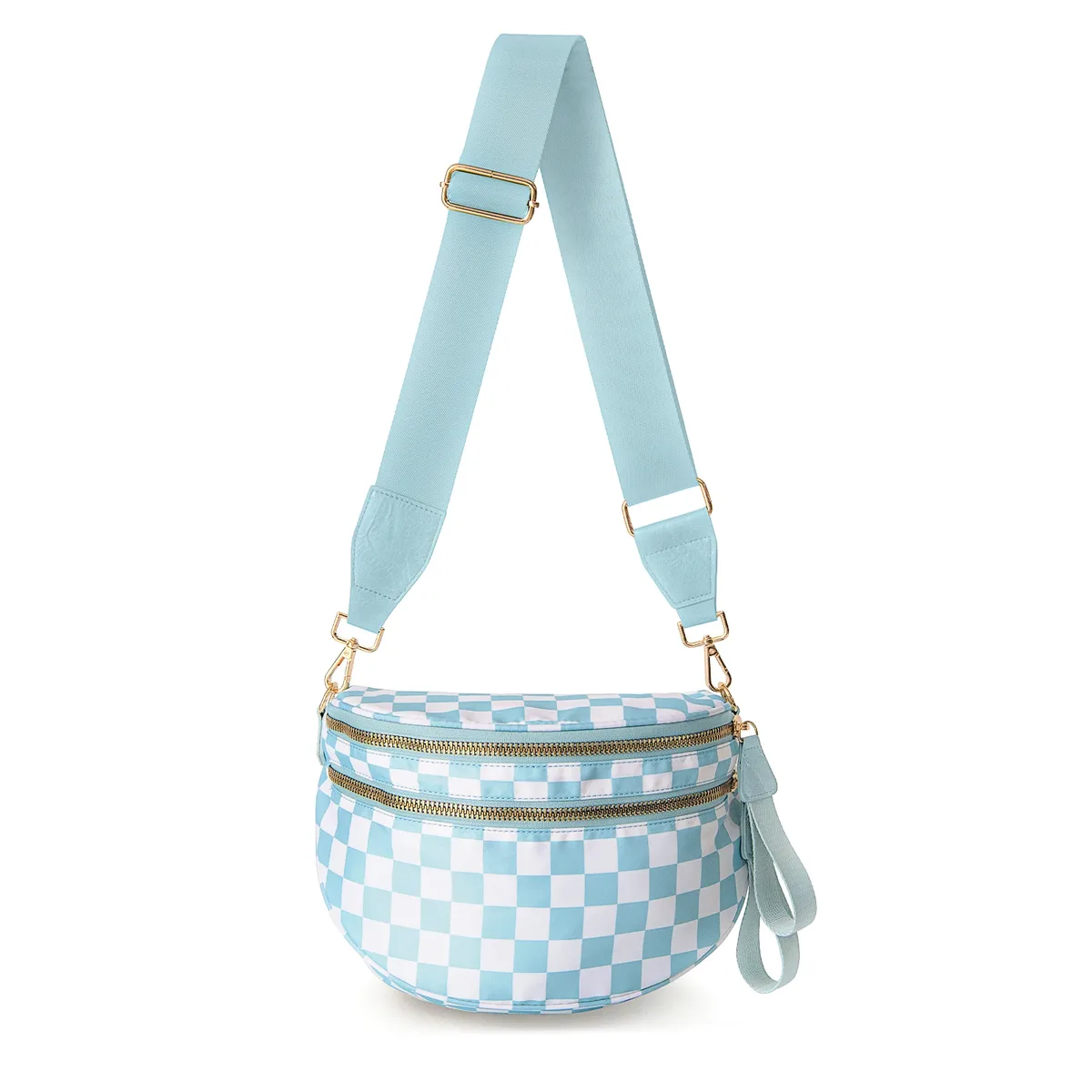 doyogi noir et blanc à carreaux spacieux bum sac sacs à bandoulière pour femmes en nylon essentiels de voyage sac de maman sac à couches pour maman
