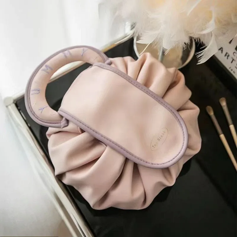 sac de maquillage imperméable en pu avec cordon de serrage kawaii, grande trousse de toilette de voyage, organiseur de cosmétiques de luxe, cadeau pour femmes et filles, usage quotidien