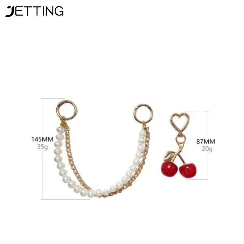 1/2 pièces mode perle cerise dentelle porte-clés chaîne sac charme tressé corde à la mode porte-clés pour sac à dos pendentif accessoires