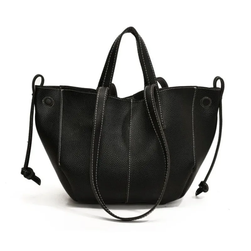 sac fourre-tout en cuir véritable pour femme, style quotidien, avec cordon de serrage, pour le travail, les voyages, les trajets quotidiens et le style décontracté