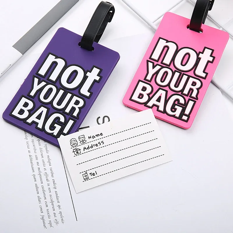 étiquette bagage silicone pvc colorée identification voyage affaires vacances fenêtre informations personnalisable plaquette transport sécurité
