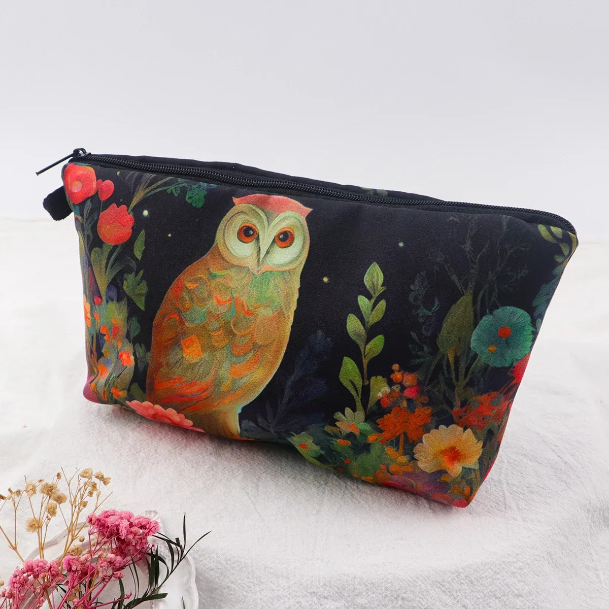 sac de rangement de voyage pour femmes, sac à cosmétiques, trousse de maquillage, trousse de maquillage, trousse de rouge à lèvres à fermeture éclair imprimée, chat mignon
