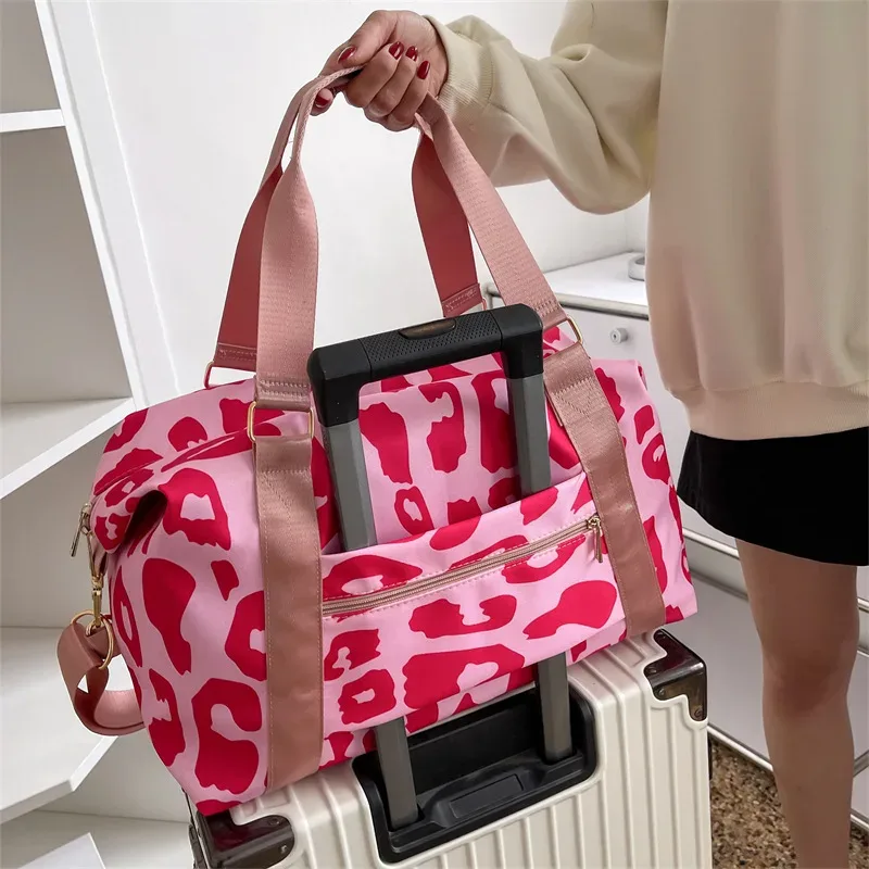 sac de voyage à main pour femmes, en nylon imprimé animal, grande capacité, sac de sport, de sport, de week-end, de nuit, bagage à main