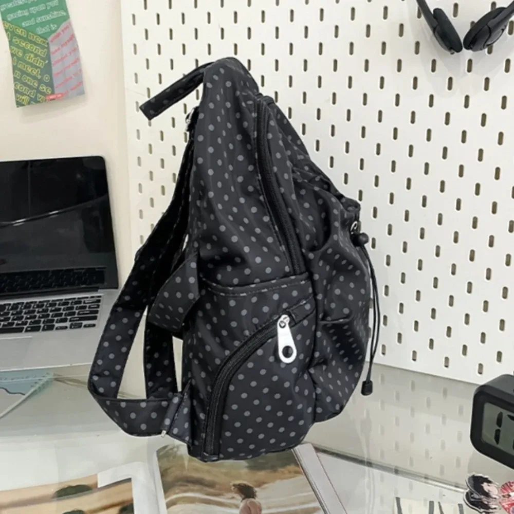 nouveau sac à dos coréen à pois pour femme 2026 – style preppy polyvalent et léger en nylon pour étudiants, voyages et loisirs