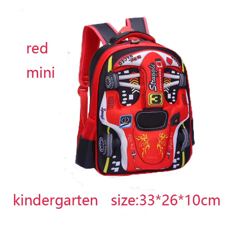 sac à dos de voiture 3d léger et étanche, sac à dos préscolaire pour enfants de la maternelle, pour jeunes garçons et filles, cartable primaire rouge bleu