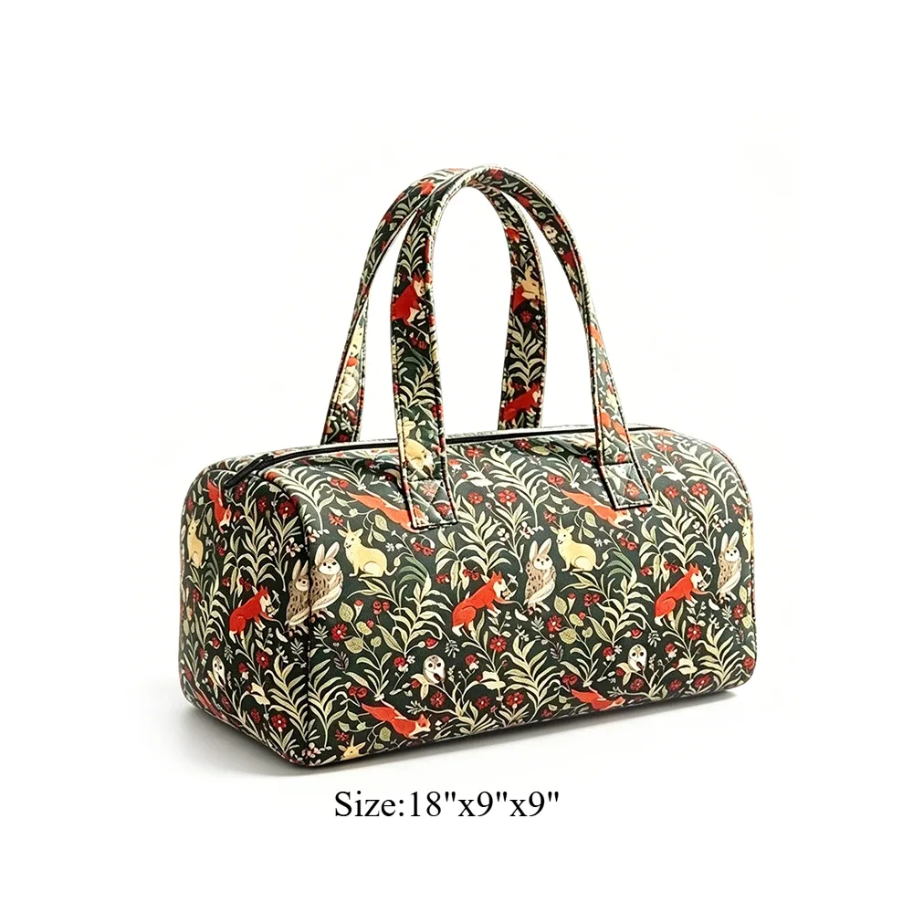 sac de voyage matelassé à imprimé floral vache, sac de week-end léger, bagage à main pour la gym, les sports et les escapades