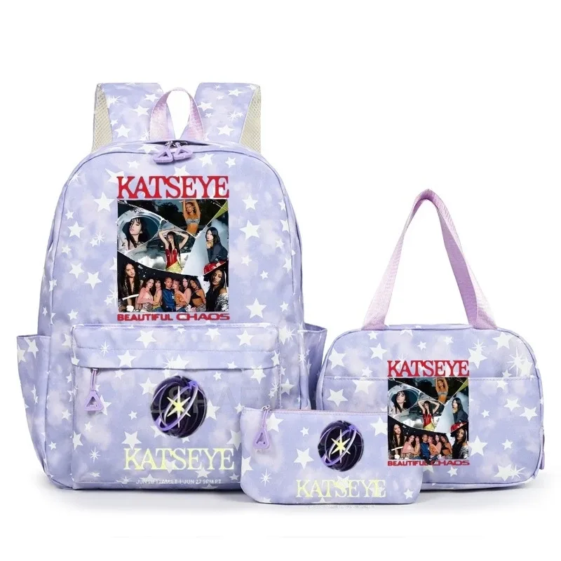 sac à dos amusant katseye pour adolescents, sac de voyage à double bandoulière, sac à crayons, sac à déjeuner, sac à livres décontracté pour étudiants, sac d'école pour filles, grande capacité, mochila