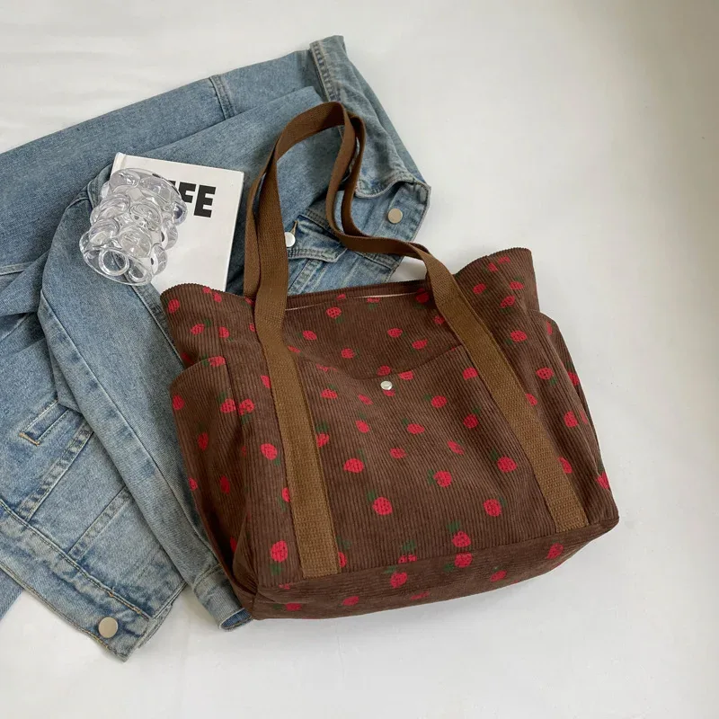 sac à main tendance en velours côtelé imprimé pour femme, sac à bandoulière de luxe pour les loisirs, le shopping et les trajets quotidiens, sac sous le bras pour femme