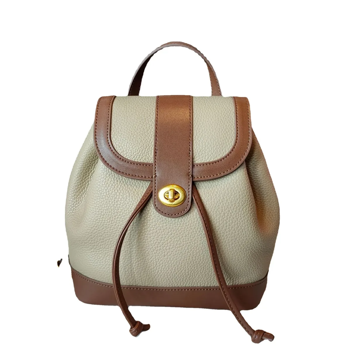 sac à dos antivol en cuir de vachette pour femme, sac de voyage pour femme, sac à dos tout assressenti, fermeture à cordes de loisirs, couleur frappée, 100% cuir