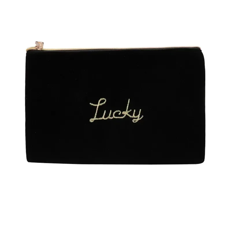 sac de maquillage en velours à fermeture éclair pour femmes, grand sac à cosmétiques de voyage pour maquillage, pochette de maquillage de couleur unie, sac de rangement nécessaire