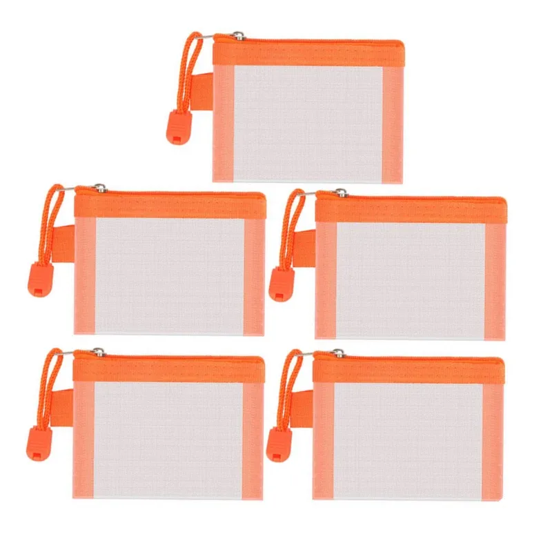 sacs de rangement de cartes en maille de nylon, mini grille transparente, porte-carte de crédit, pochette à fermeture éclair, petit portefeuille de monnaie de voyage, sac de fichiers