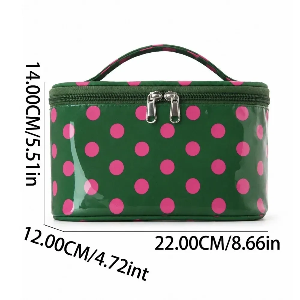 sac de maquillage en pvc à pois, sac cosmétique imperméable en pvc, grande capacité avec poignée, organisateur de maquillage.