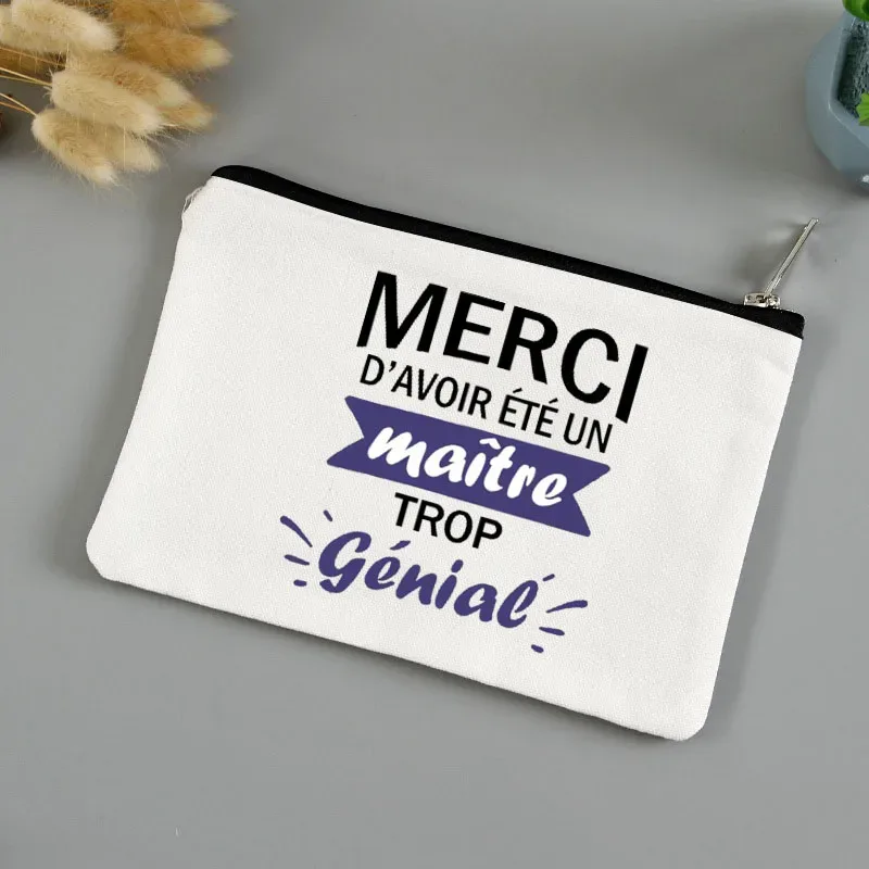 trousse de toilette voyage pochette maquillage cadeau maitresse école cadeau maitresse pochette de maquillage imprimée, cadeau de la journée des enseignants, sac cosmétique en toile pour femmes, avec fermeture éclair