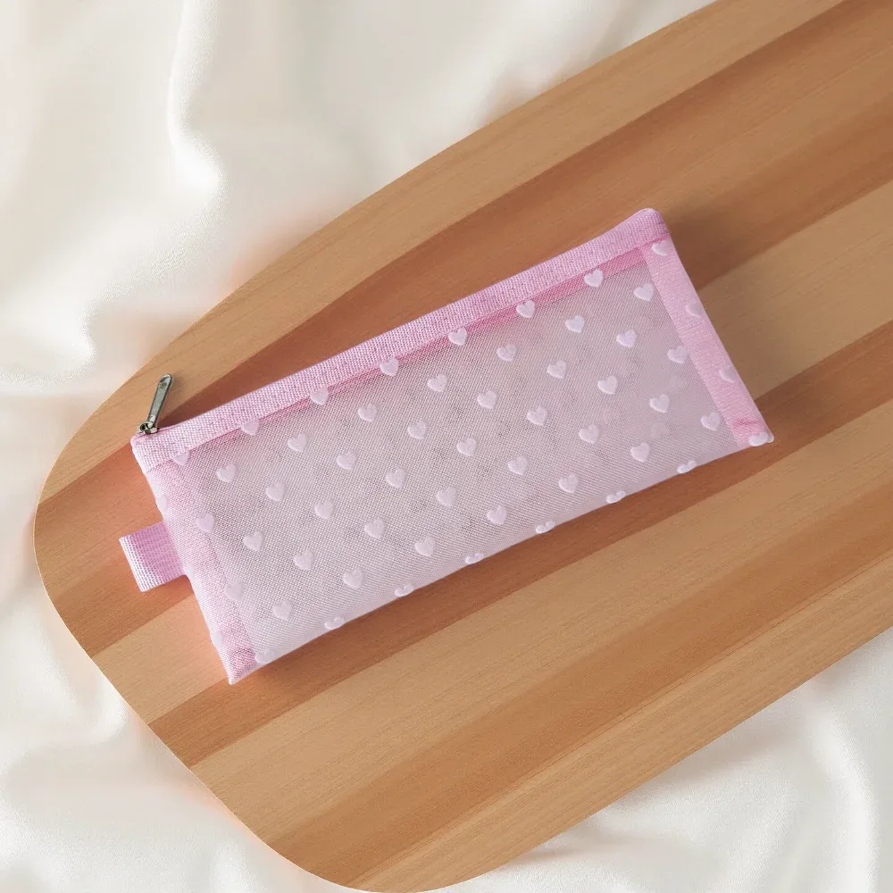 nouvelle trousse de maquillage transparente en dentelle à bordures florales, pochette de rangement douce en maille pour voyage