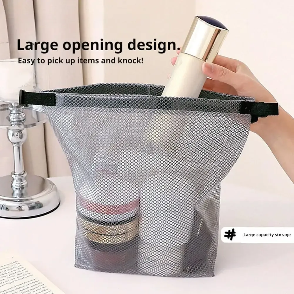 sac de maquillage en maille imperméable, organiseur de toilette portable, sac à main transparent, pochette de rangement de voyage, sac fourre-tout pliable multifonctionnel