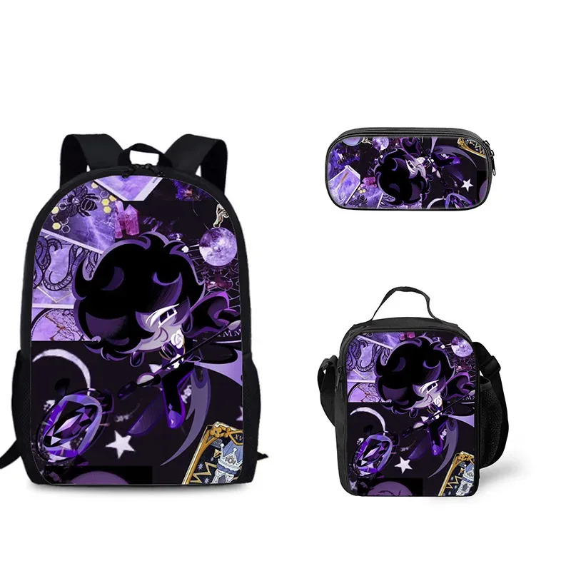 jeu de biscuits sac à dos étudiant ensemble de trois pièces ombre lait cookie périphérique sac à dos pour enfants sac de repas ensemble de trousse à crayons