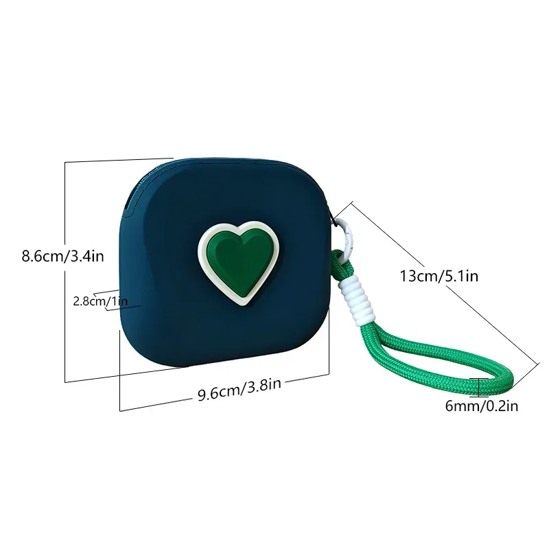 1 pièce pochette de rangement en silicone en forme de cœur, porte-monnaie, portefeuille, avec cordon tressé, organisateur portable pour câbles de données, écouteurs et clés