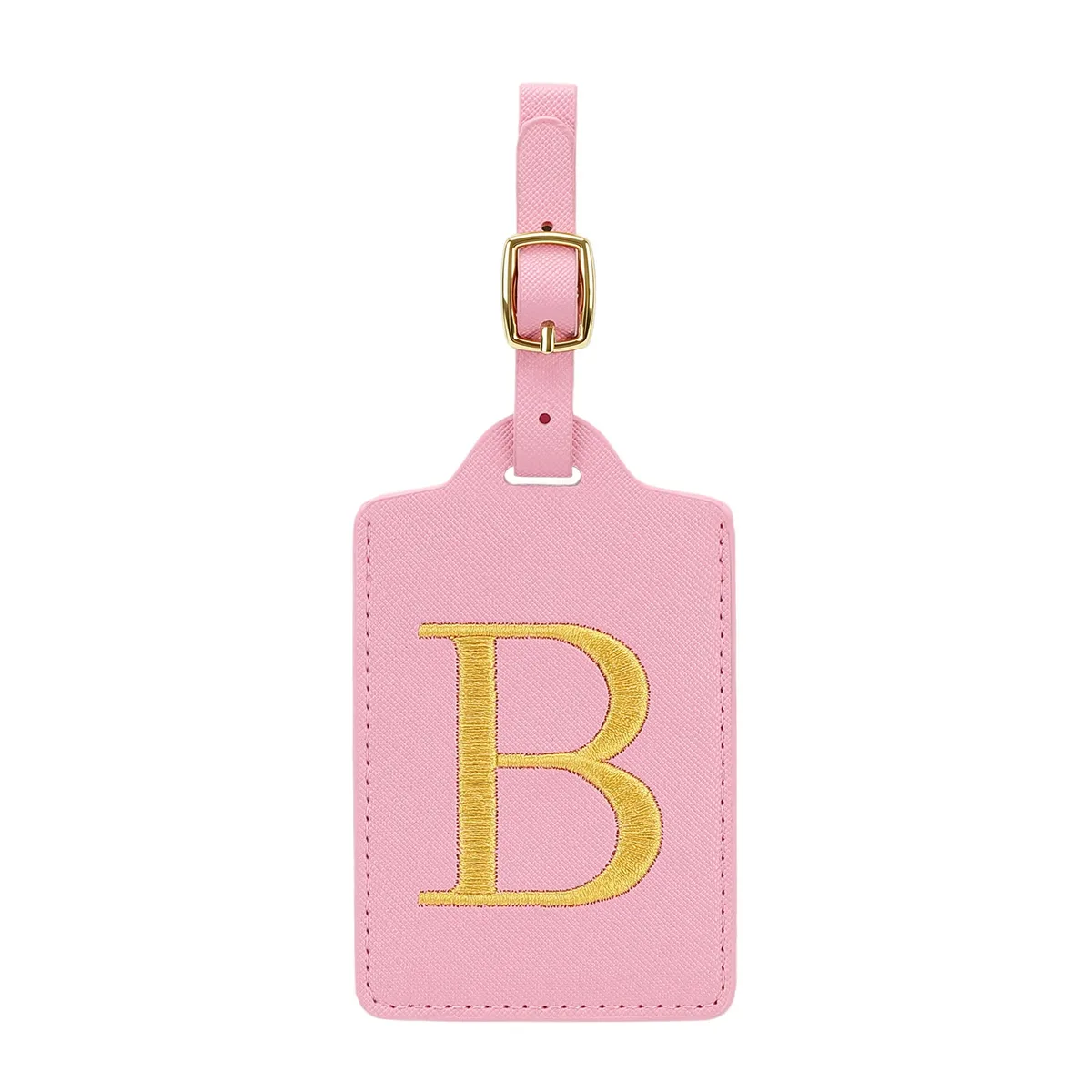étiquettes de bagages miyin 26 lettres en cuir pu pour valises, protection de la vie privée, accessoires de voyage essentiels, rose