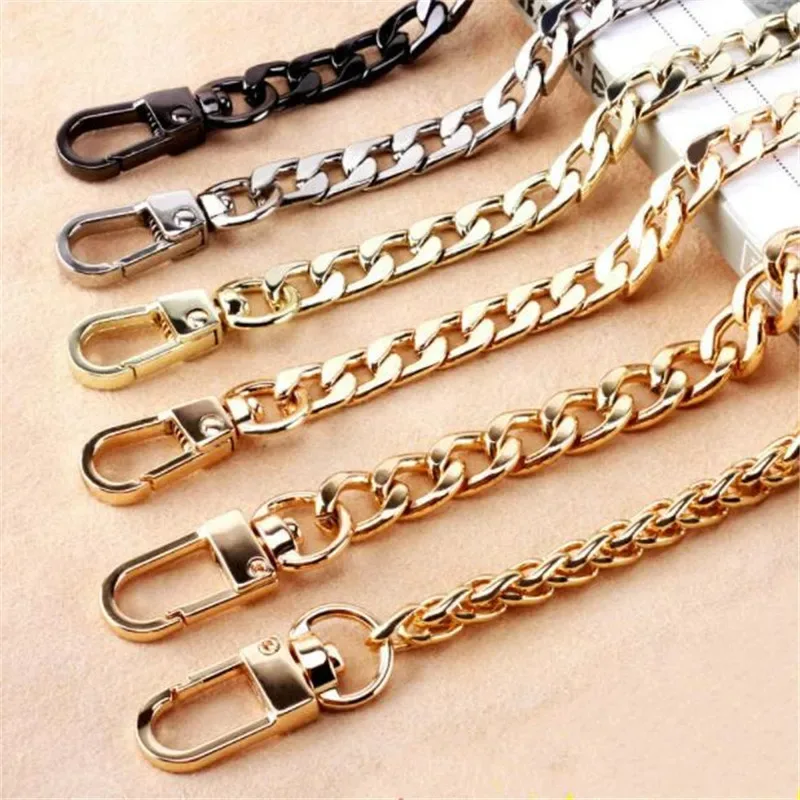 Longue chaîne de sac à main en métal de 120cm, poignée de remplacement, sac à main, sac à bandoulière, accessoires de chaîne or/argent/noir