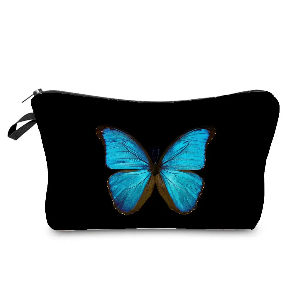 sac à cosmétiques imprimé papillon pour femmes, trousse à crayons d'école pratique avec animaux, mini sac de rangement de voyage, sacs de maquillage pour dames