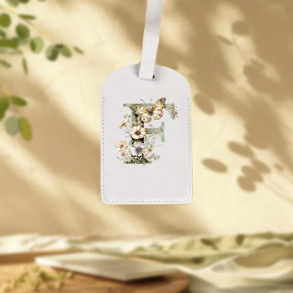 étiquettes de bagages blanches personnalisées adaptées aux valises, aux vêtements et aux bijoux - nom/logo/texte, 26 étiquettes florales et alphabétiques