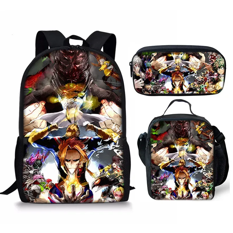 sac à dos my hero academy, ensemble de trois pièces, sac à bandoulière my hero academy, trousse à crayons