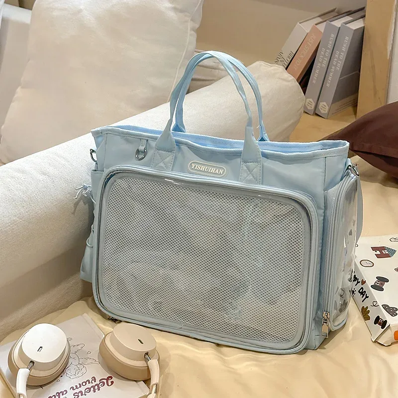nouveau sac à dos harajuku badge transparent poupées montrer sac de douleur grande capacité sac fourre-tout à bandoulière y2k mode sac à dos bandoulière cadeau