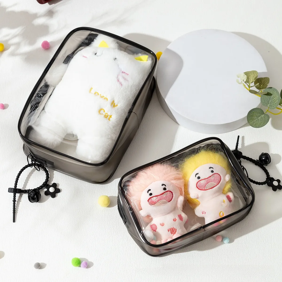 étui de protection en coton épais labubu pour poupée, anti-poussière, transparent, sac de transport pour poupée, sac de rangement pour poupées