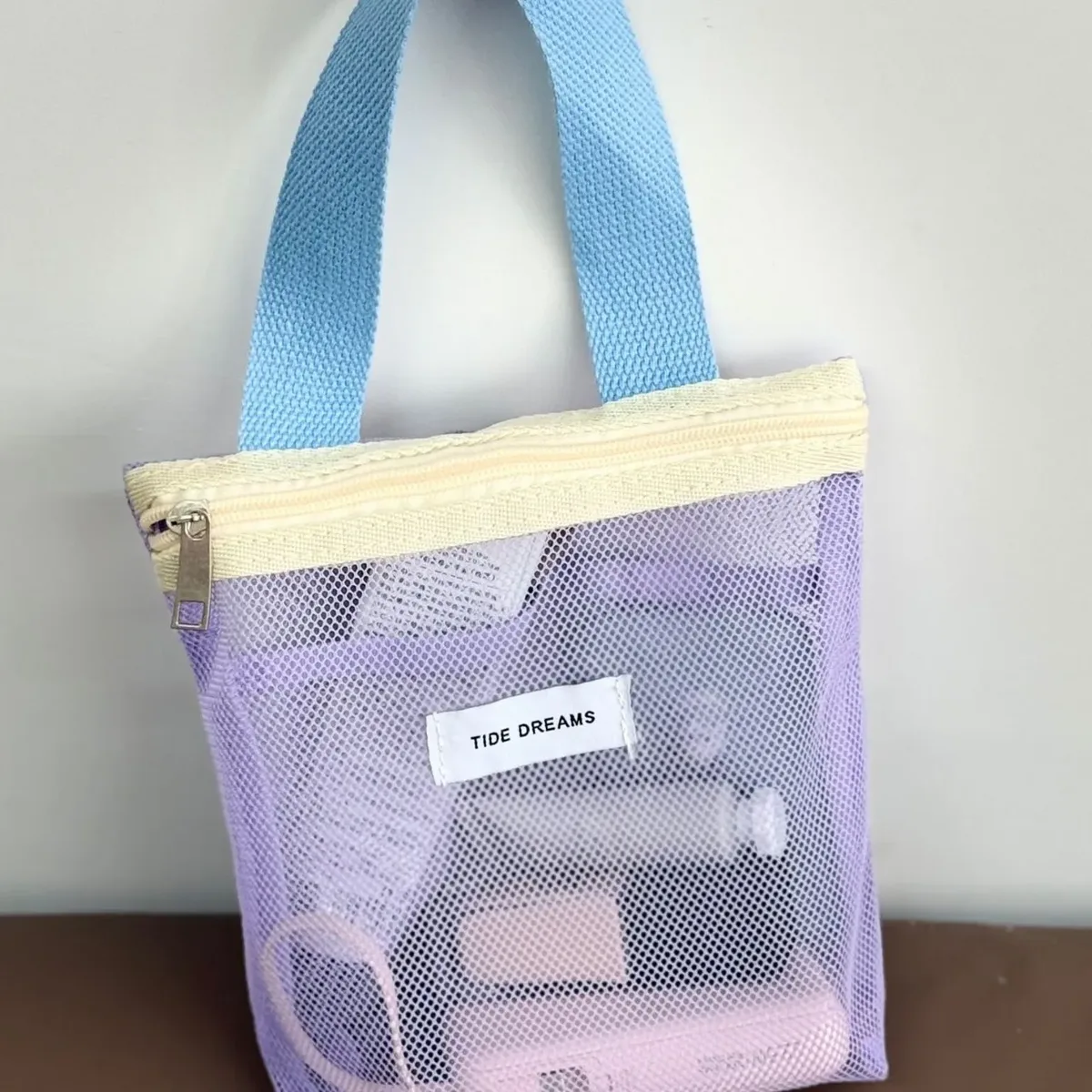 trousse de toilette transparente en maille, organiseur de voyage portable grande capacité, pochette de rangement respirante pour produits de soin