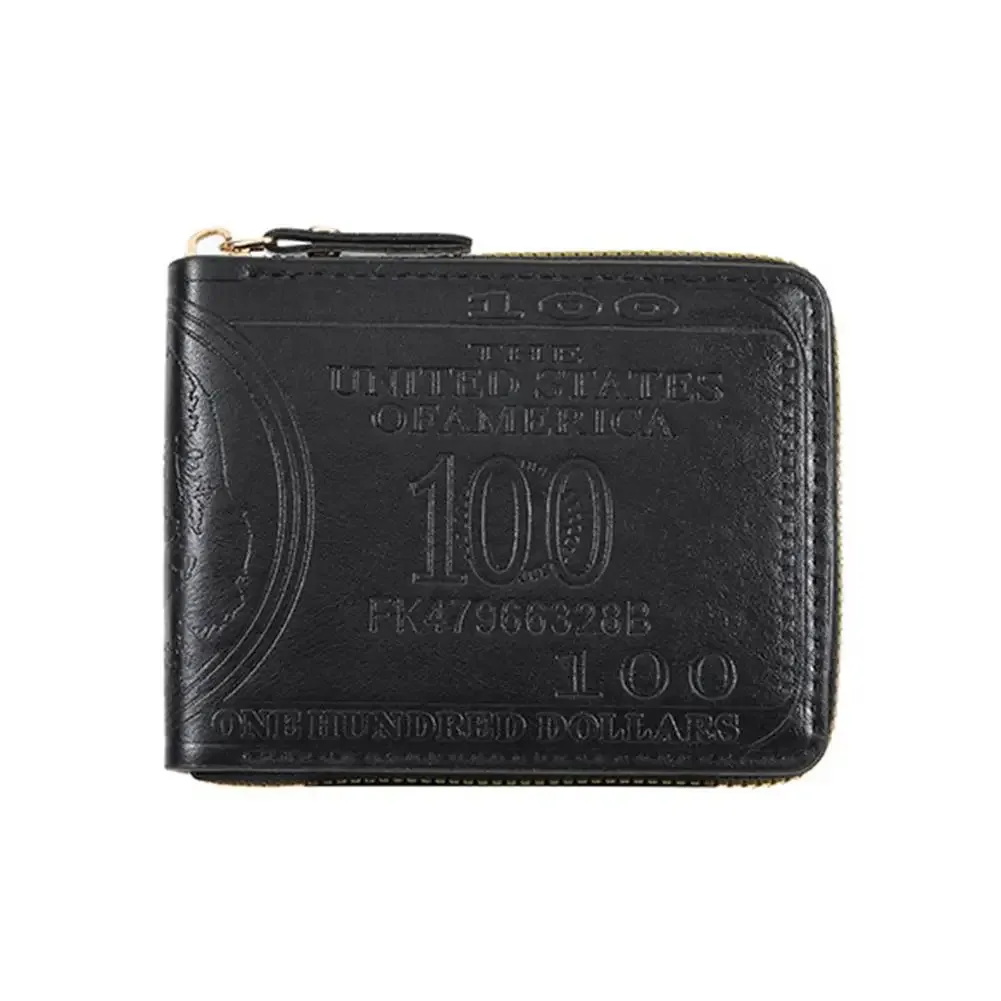 portefeuilles pour hommes avec loquet à motif de 100 dollars américains portefeuille en cuir pour hommes avec porte-carte à fermeture éclair porte-monnaie de poche cartera hombre