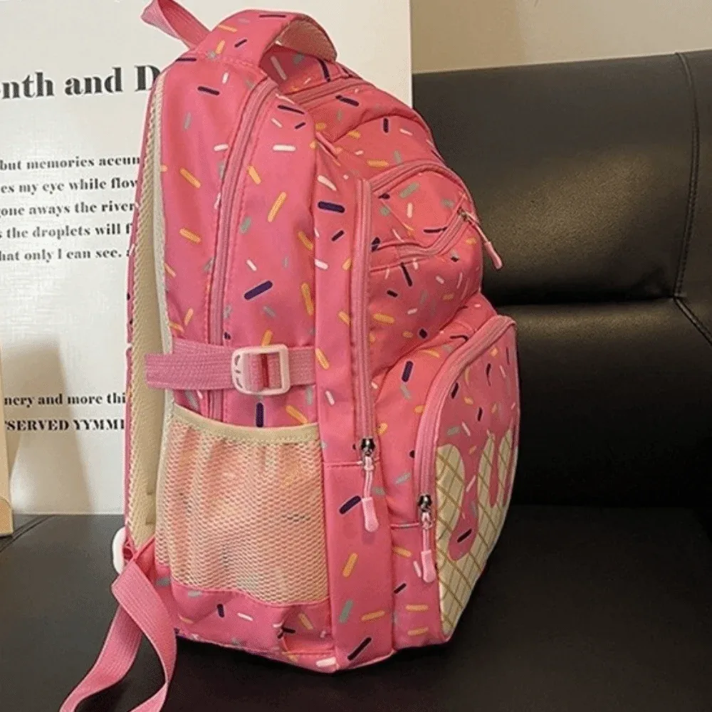 sac dos tissu oxford motif glace vanille perles colorées bleu clair rose bleu foncé usage étudiant voyage école sortie
