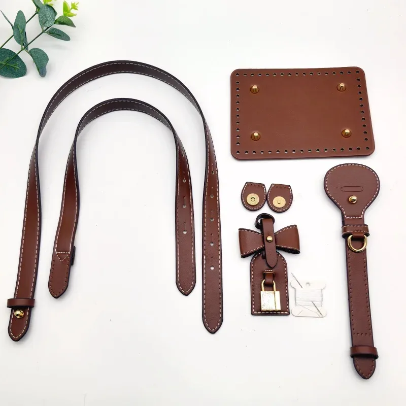 sac seau vintage fait main en paille tressée avec accessoires en cuir pu, bandoulière simple pour sac à bandoulière ou sac croisé