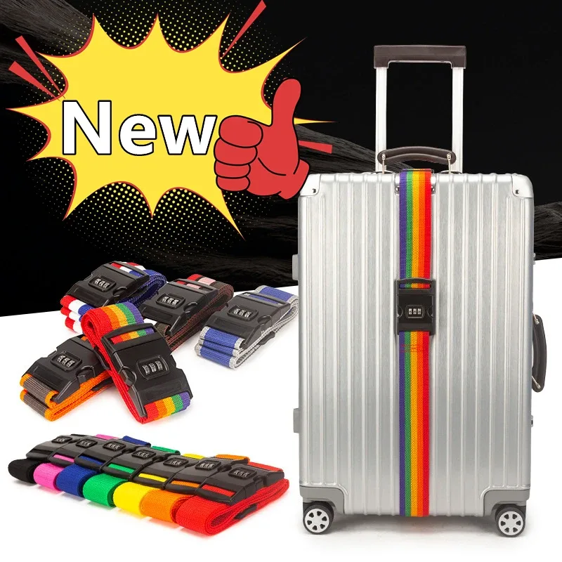 sangle de bagage de voyage réglable avec verrouillage par mot de passe, ceinture d'emballage, verrouillage sécurisé, paquet de bagages, accessoires de valise, 13 couleurs