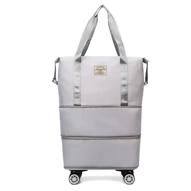 sac de voyage en tissu oxford de grande capacité, avec compartiment de séparation pour articles secs et humides, sac de voyage d'affaires, roues universelles amovibles.