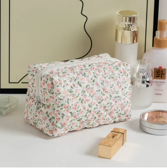 pochette de maquillage brodée de fleurs personnalisée, grande capacité, pochette cosmétique, cadeaux de demoiselle d'honneur, cadeau de fête des mères, sac organisateur de maquillage