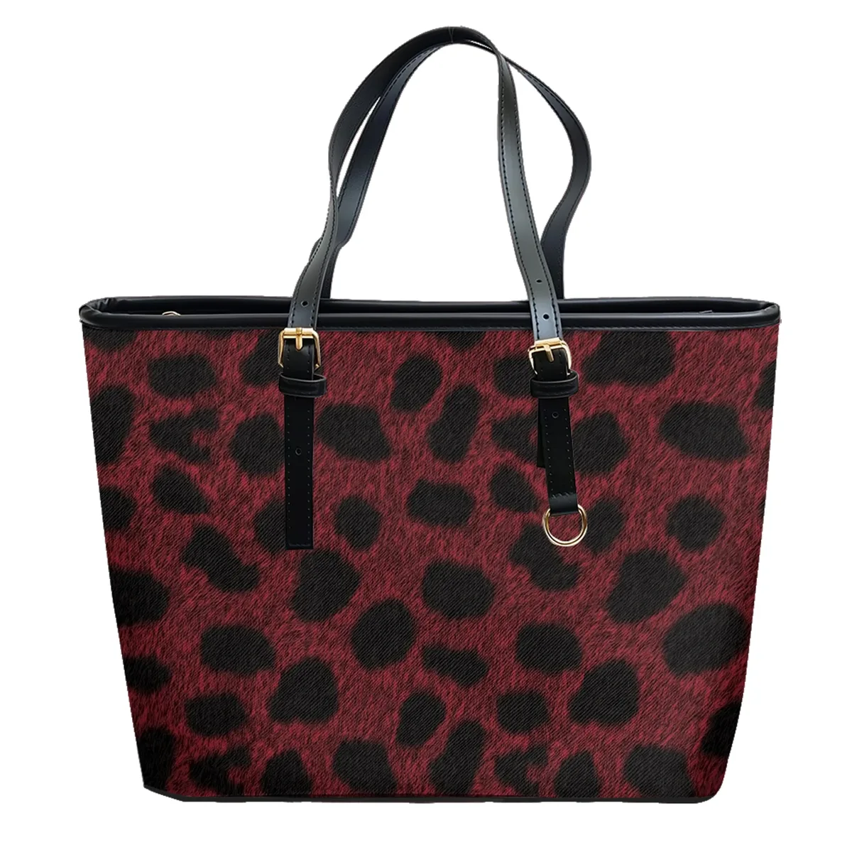 sac voyage polochon oxford université motif géométrique taches marron fond noir décontracté polyvalent week end