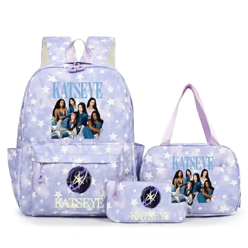 sac à dos amusant katseye pour adolescents, sac de voyage à double bandoulière, sac à crayons, sac à déjeuner, sac à livres décontracté pour étudiants, sac d'école pour filles, grande capacité, mochila