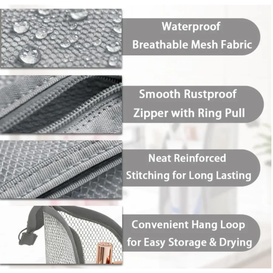 trousse toilette eva imperméable maille pvc classique rose gris blanc noir compartiments vertical organisation hygiene voyage cosmétiques